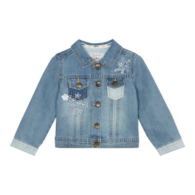 Girls' blue patchwork denim jacket